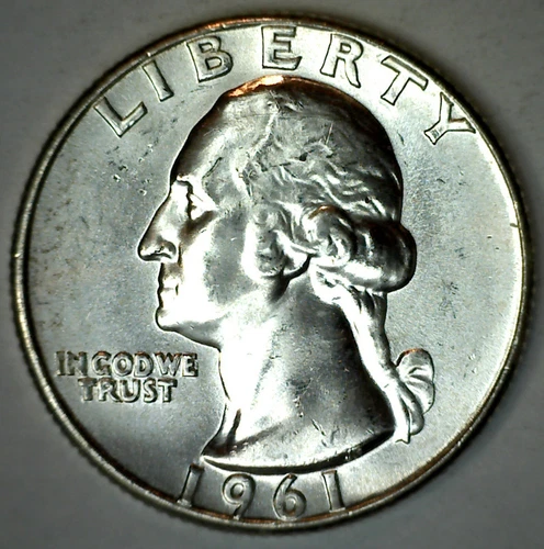 1961 Washington SILVER U.S. Quarter BU Coin from Roll 25c Twenty-Five Cents