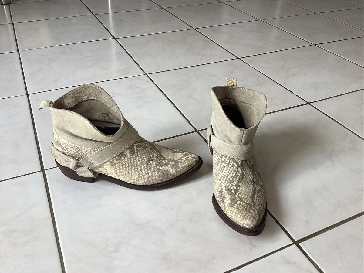Bottines ZARA pointure 39 cuir fa on serpent daim beige gris
