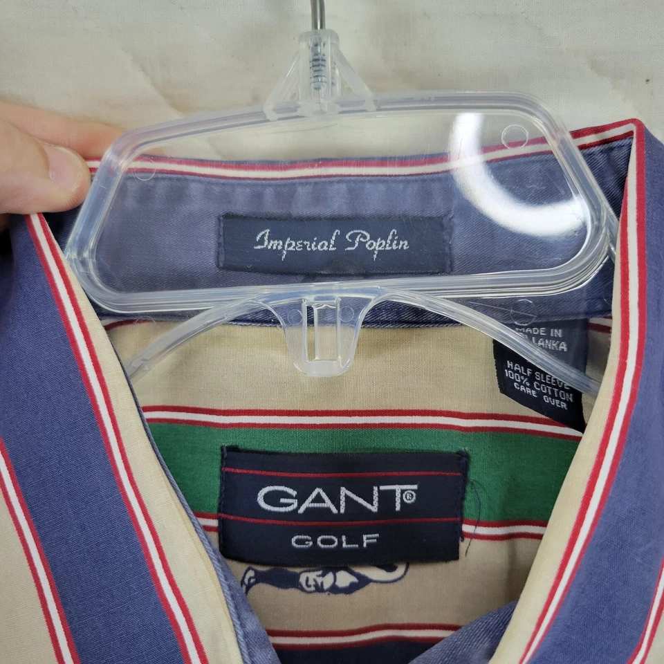 VTG Gant Golf Imperial Poplin Striped Short Sleeve Button Front Shirt Men's XL - Image 2 of 4