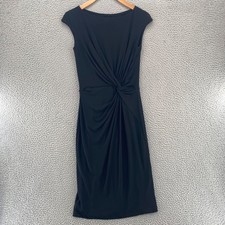 Lauren Ralph Lauren Dress Womens 2 Black Bodycon Knot Detail Jersey Cap Sleeve