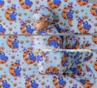 Posh Peanut Sesame Street x Care Bears Swaddle & Beanie Set 44x44 Cookie — photo 3