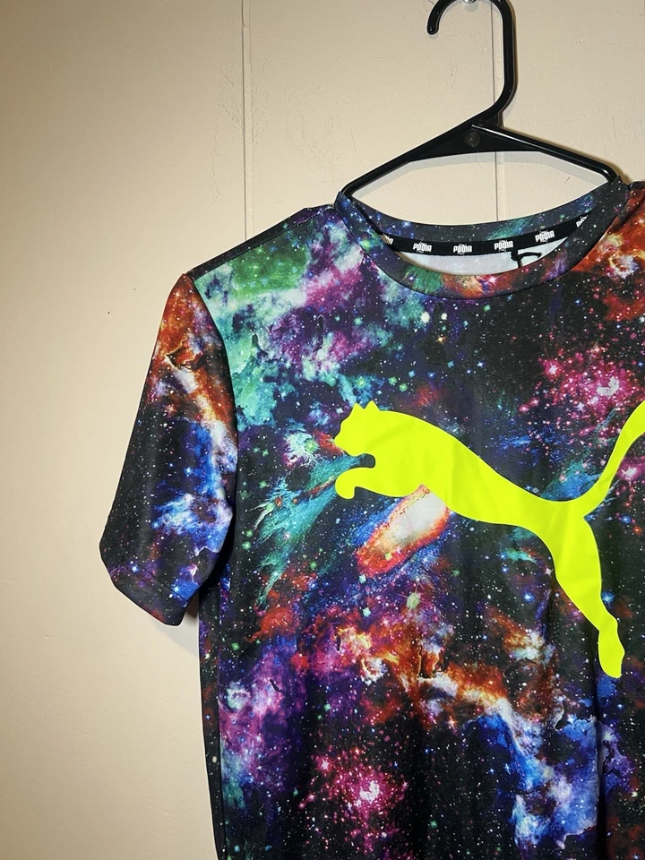 Puma мальчиков YL 14-16 рубашка новый с Ярлыками Galaxy печать желтый логотип  - Изображение 3 из 4