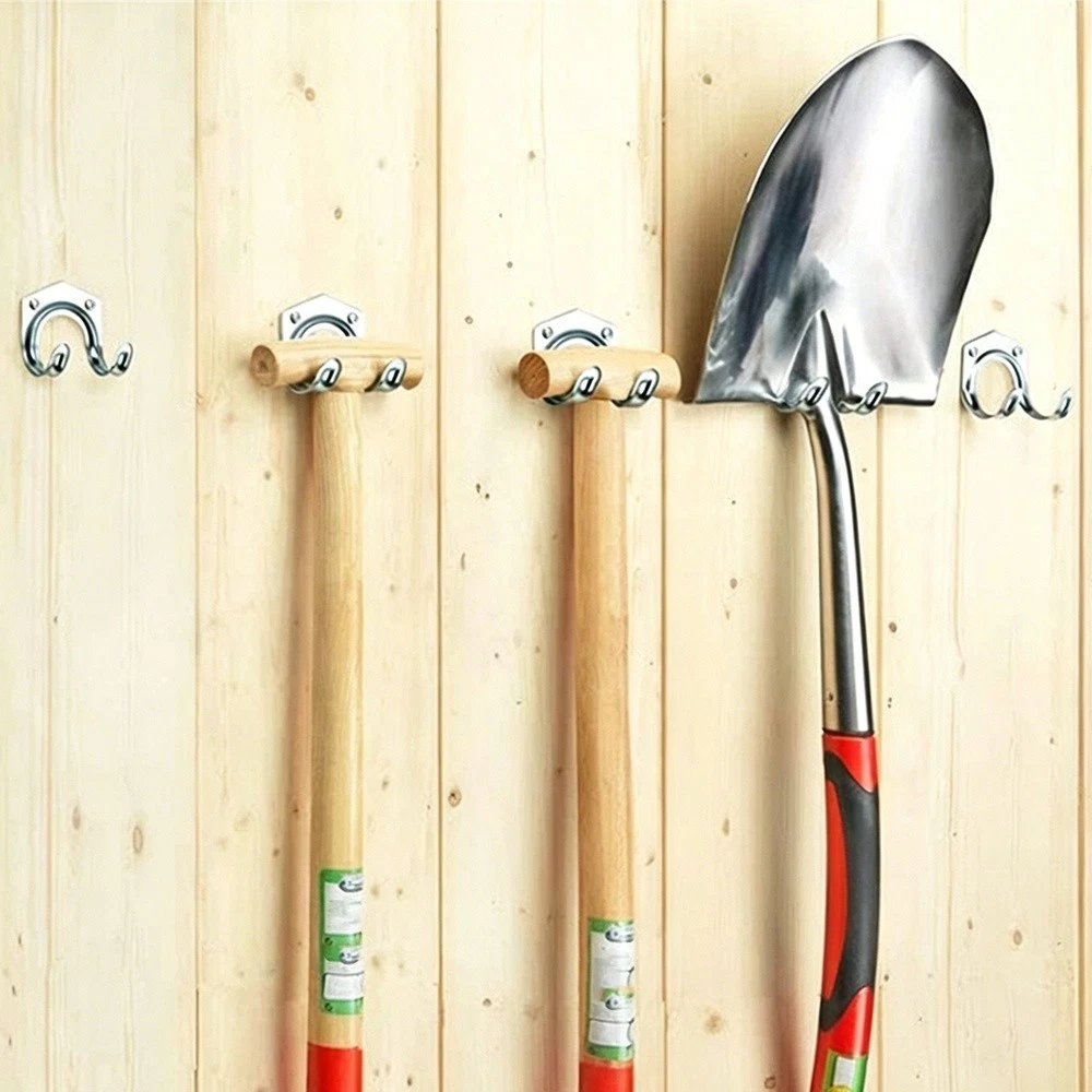 UP 50PCS Zine Tool Storage Double Hooks Hangers Wall Metal Holder Garage Garden
