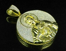 2 Ct Round Cut Diamond Men Jesus Medallion Charm Pendant 10K Yellow Gold Finish