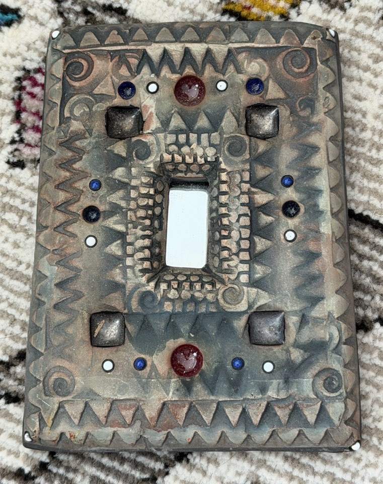 Studio Handmade Art Mirror Pottery with attached Vase 