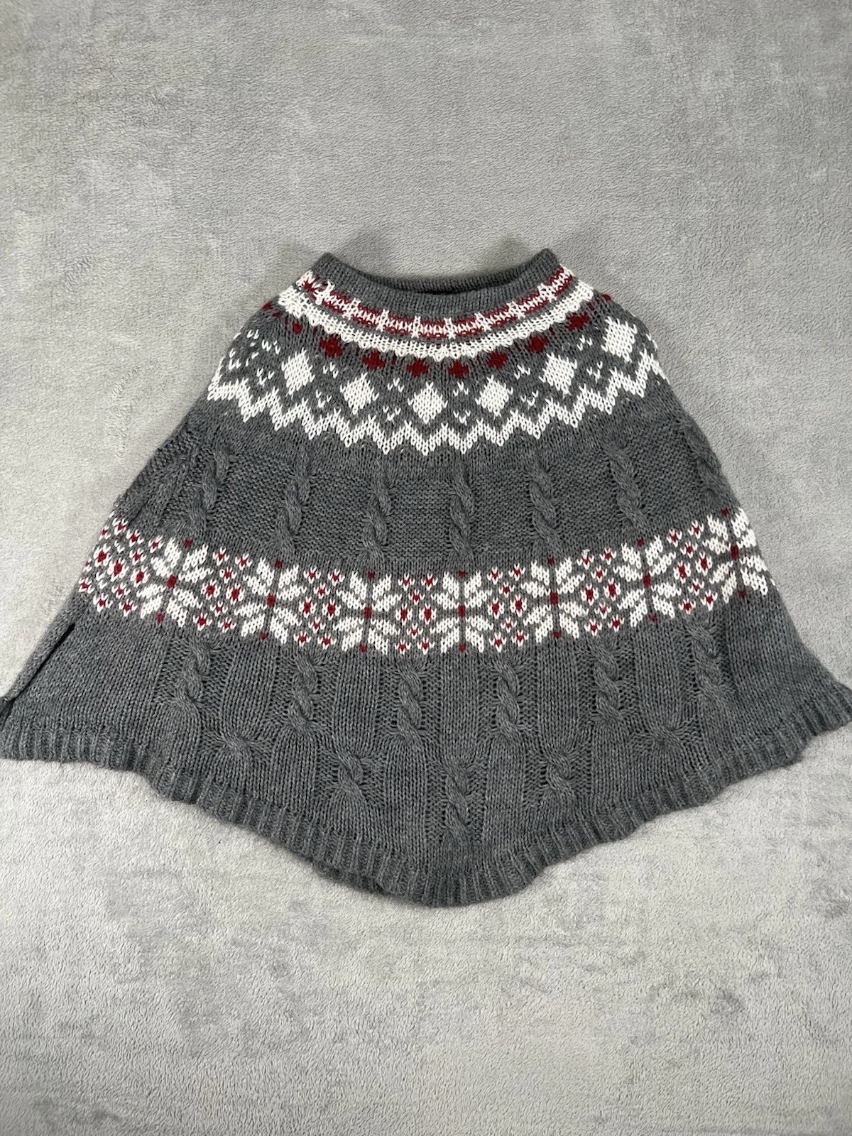 IPERICO Cape Made In Italy Womens Mohair Wool Cottagecore Cable Knit Fair Isle