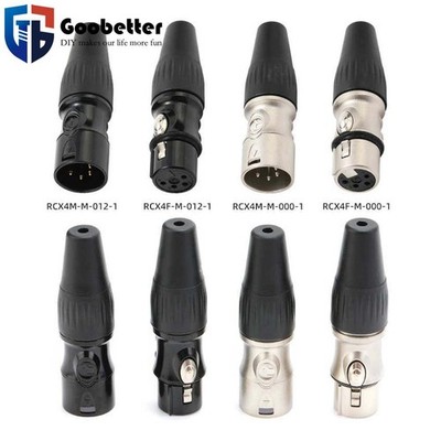 XLR 4 Pin Male Female Plug MIC Cable Connector Audio Solder Connectors Adapter