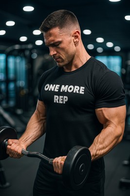 ''One More Rep'' Premium Gym Training Motivation T-Shirt Top 100% Baumwolle