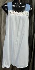 Vtg. Two Tone Blue Nylon Night Gown Nightgown Size MEDIUM