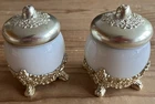 Vintage 1974 Avon Milk Glass Jar Tricket Box Set of Two
