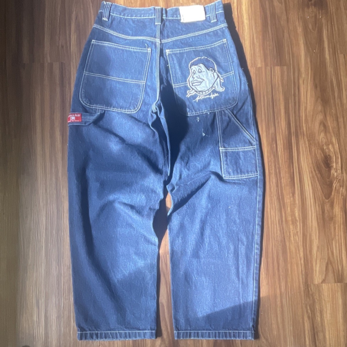 FUBU Platinum Wide-Leg Relaxed Blue Jeans Embroidered Hip Hop
