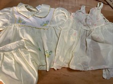 2 VTG Dresses Cuties n Judy With Easter Ruffle Pants Embroidered Yellow