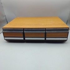 3 Drawer 42 Tapes Vintage Cassette Tape Faux Wood Grain Storage Case Holder