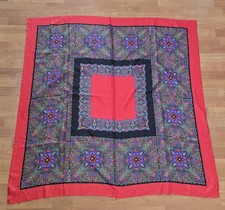 Vintage Style Paisley Square Scarf Red Border Boho Shawl Wrap 46x45