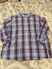 Oak Hill Shirt Mens 4XL Big Blue Red Plaid Cotton Button Down Long Sleeve EUC