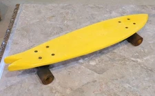 Vintage 1970's California Free Former Split Fish Tail Yellow Plastic Skateboard