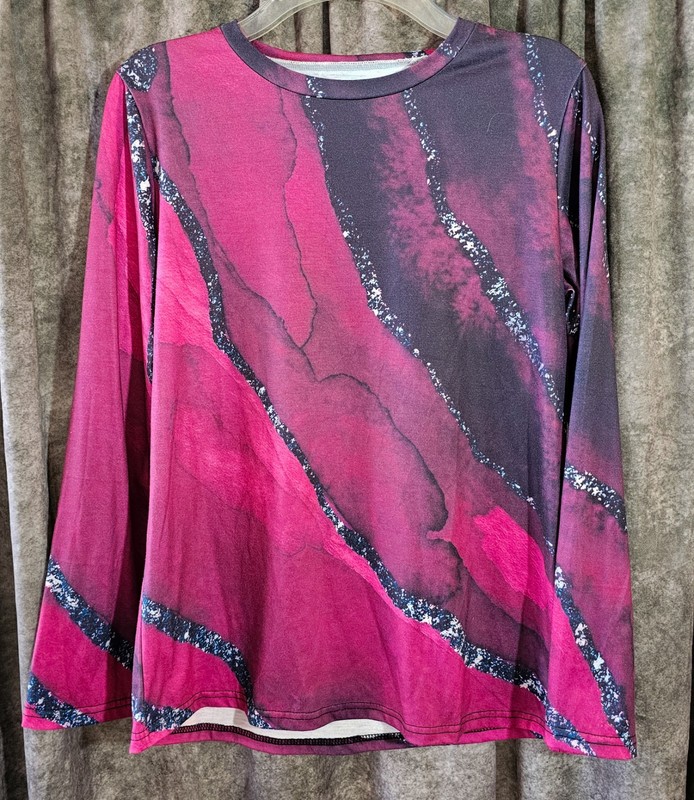 Women's Long Sleeve Shirt Size Small Purple  Geode Design Unbranded