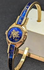 Vintage R. Müller Genève Swiss Made Ladies Quartz Watch Blue Enamel