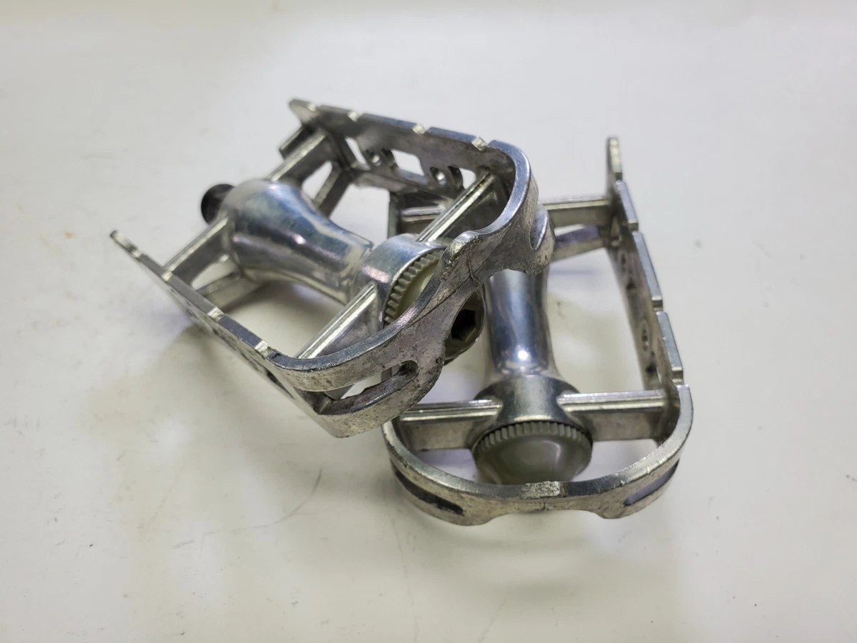 Pédale Gauche Vintage GALLI Pour Vélo Route - À Pattes (Quill) Argenté/Noir - NOS