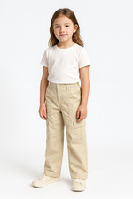 Art Class Girls Cargo Pants Size S 6/7 Beige Khaki Relaxed Leg Mid Rise NWT