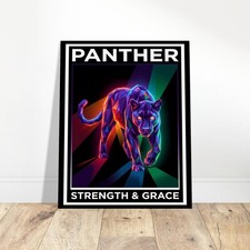 Geometric Panther Canvas Print – “Strength & Grace” Modern Wall Art