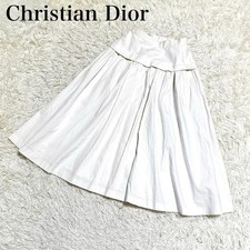 Christian Dior Vintage Flare Skirt 57cm Length White Cotton M