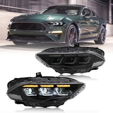 Pair LED Sequential Headlights For Ford Mustang 6th Gen 2018-2023 Front Lamp DRL