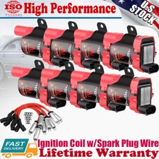 D585 8x Ignition Coil & Spark Plug Wire Set For Chevy GMC Sierra 4.8L 5.3L 6.0L