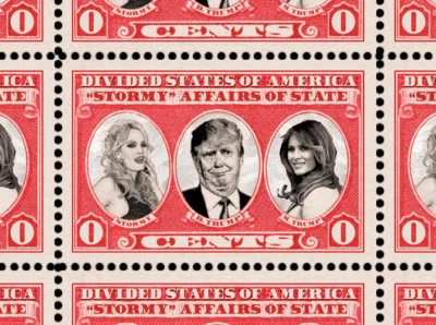 Trump - Stormy Affairs - Art Stamps (Artistamp, Faux Postage, REPRO)  RESIST! - Image 1 of 4