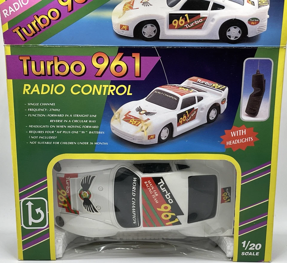 Vintage R/C Porsche Turbo 961 Plastic Radio Control 1/20 Scale White - Image 2 of 4