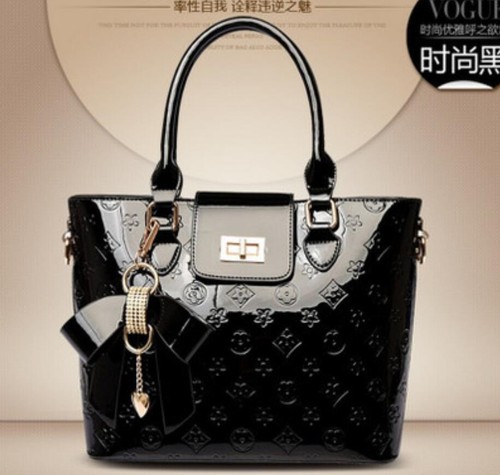 Women's fashion Satchel Handbag patent Faux leather Embossing tote shoulder bag - Picture 11 of 14