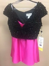 Sherri Hill 50723 Black Fuchsia Cocktail Homecoming Dress sz 10