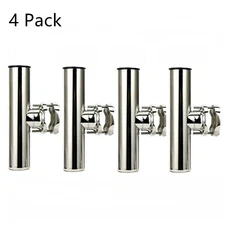 4 Pack Stainless Rail Mount Clamp on Fishing Rod Holder for Rails 1-1/4" to 2"