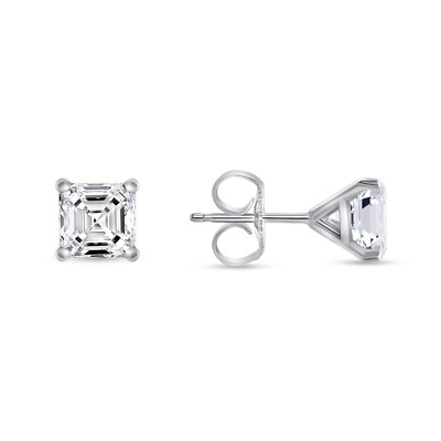 IGI E/VVS 4 Kt Asscher Lab Grown Diamant Ohrringe 14K Weißgold Martini Push
