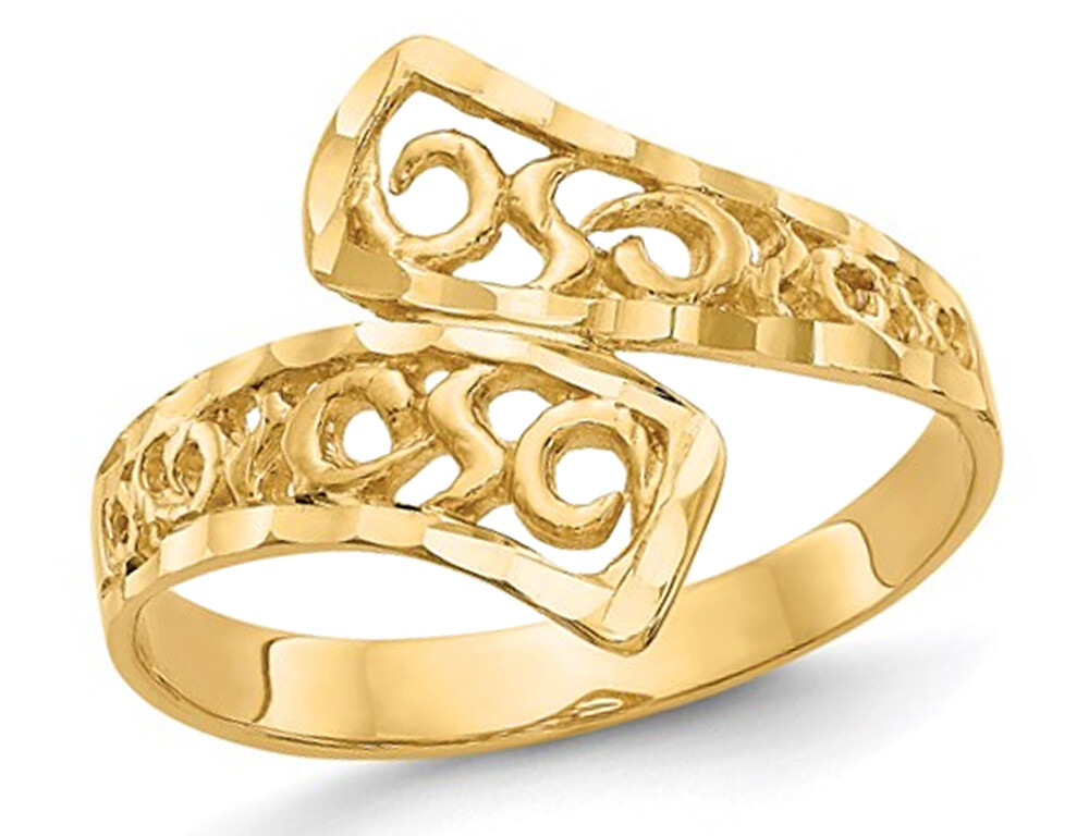 14K Yellow Gold By-Pass Lace Ring | eBay