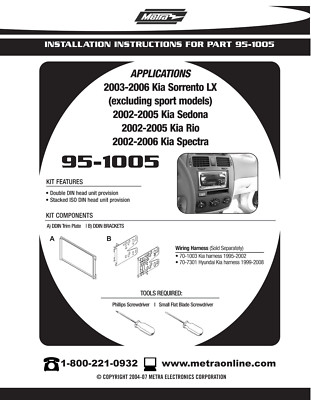Metra 95-1005 Double-DIN Radio Dash Install Kit For Select KIA Vehicles – Black