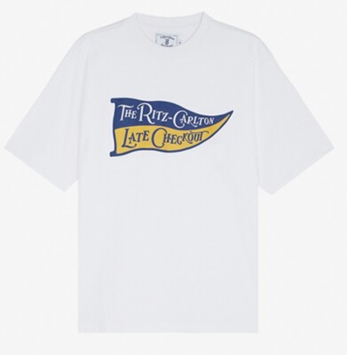 NEW! Sold Out! Ritz Carlton Late Checkout Collab Flag Tshirt White NWT over size