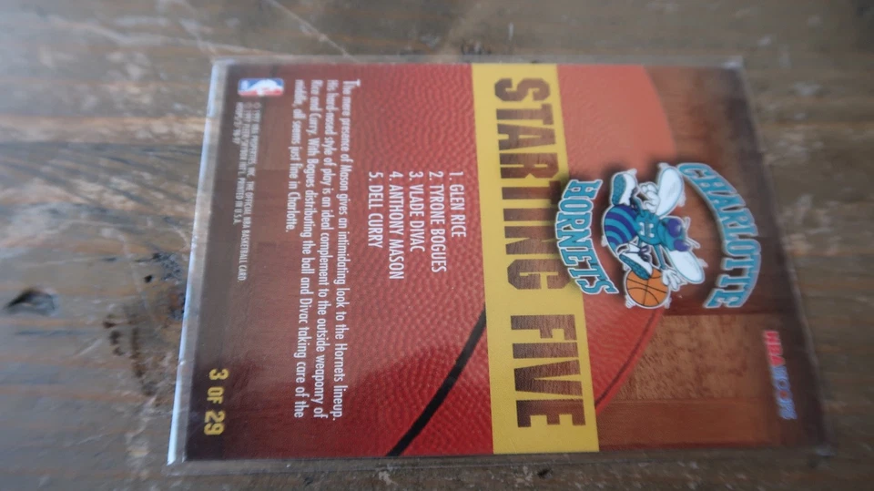 1996-97 Hoops Starting Five #3 Bogues/Curry/Divac/Mason/Rice/Charlotte Hornets - Image 4 of 4