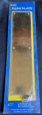 PHG SOLID BRASS PUSH PLATE  3 1/2'' X 15'' NOS POLISHED BRASS SOLID BRASS