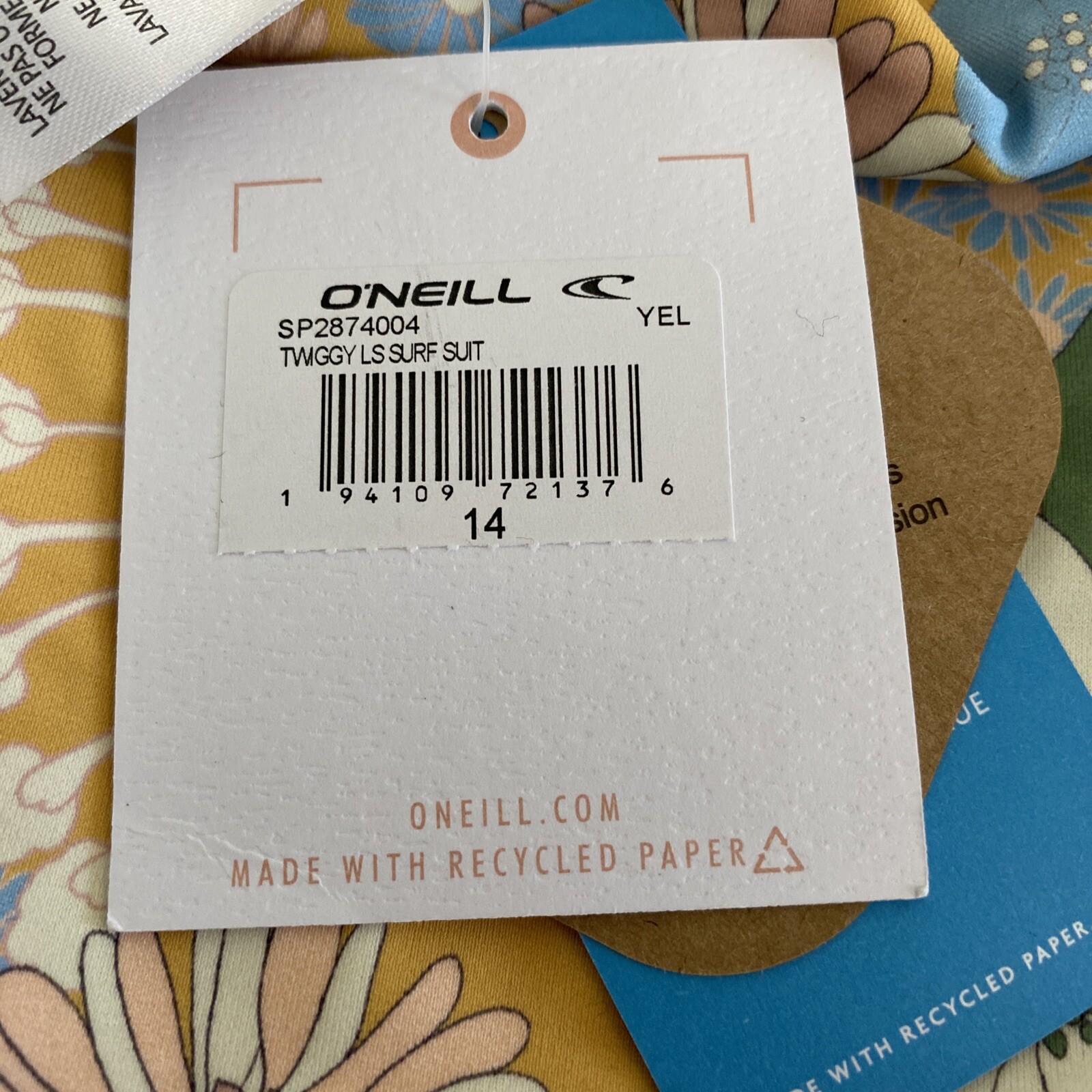 NWT O'NEILL Girl's Twiggy Long Sleeve Surf Suit Multi Size 14