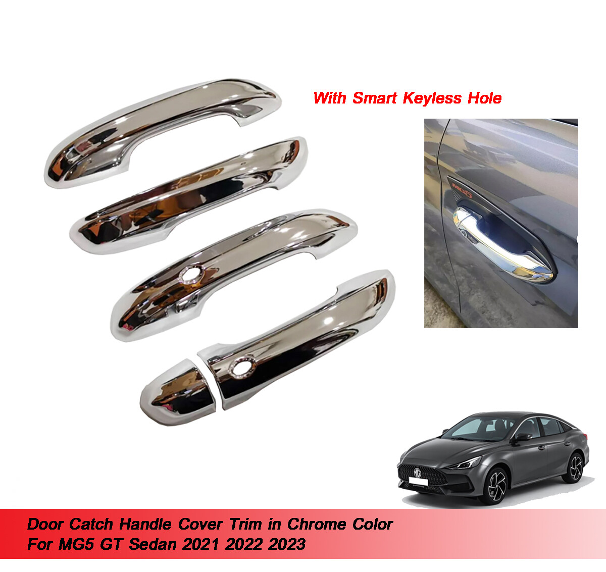 Door Catch Handle Cover Trim Chrome For MG5 MG 5 Sedan 2021 2022