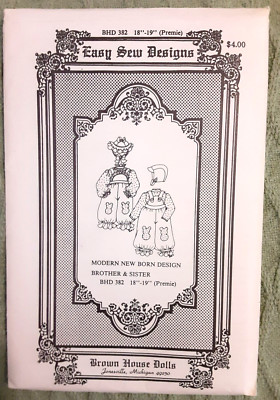 Brown House Dolls Sewing Pattern BHD 382 Modern New Born Brother & Sister (H)
