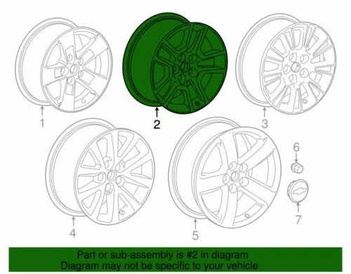 Подлинное алюминиевое колесо GM 2013-2015 Chevrolet Malibu 17x8 дюймов с 10 спицами 9598668 - Изображение 2 из 2