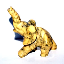 Marbled Onyx Yellow Stone Lucky Elephant Carved Stone OBG1