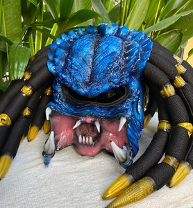 custom alien motorcycle helmets Helmet Cover - scratches and chips Predator Gold Alien Custom helmet