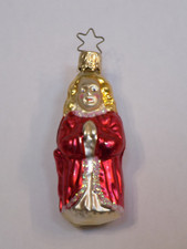 Inge Angel Vidrio Soplado Viejo Mundo Alemania Occidental Adorno Navidad Rosa Metálico