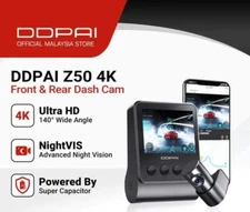 Z50 4K ULTRA HD 140' WIDE ANGLE 2160P DDPAI DASH CAM FRONT & REAR BUILT GPS