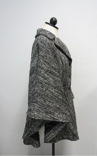 Black & White Kerbkragen Wollmischung Cape Mantel Gr. S gefüttert Jacke Poncho - Bild 11 von 13