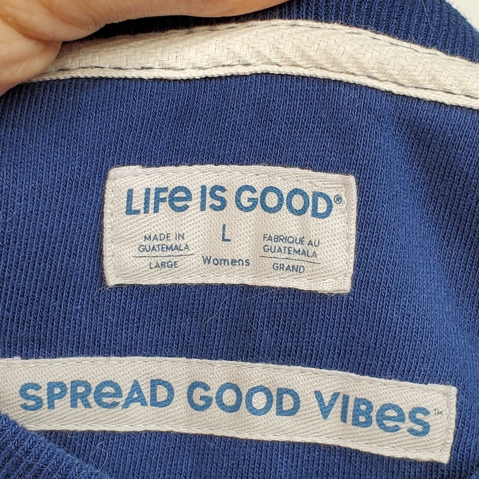 Life is Good толстовка женщин большой синий хлопок ворота природы птицы цветы - Изображение 4 из 4