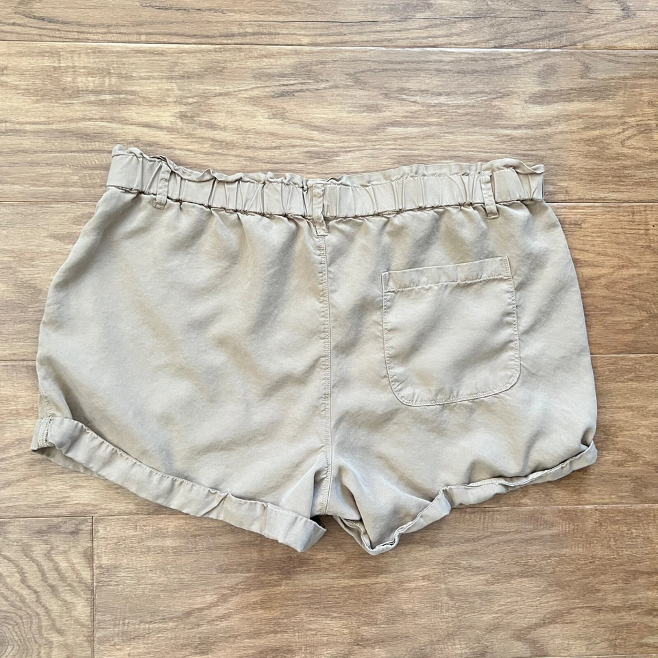 Aerie 短裤女式 L 码卡其色棕褐色露营短纸袋莱赛尔 — 第 2/4 张图片